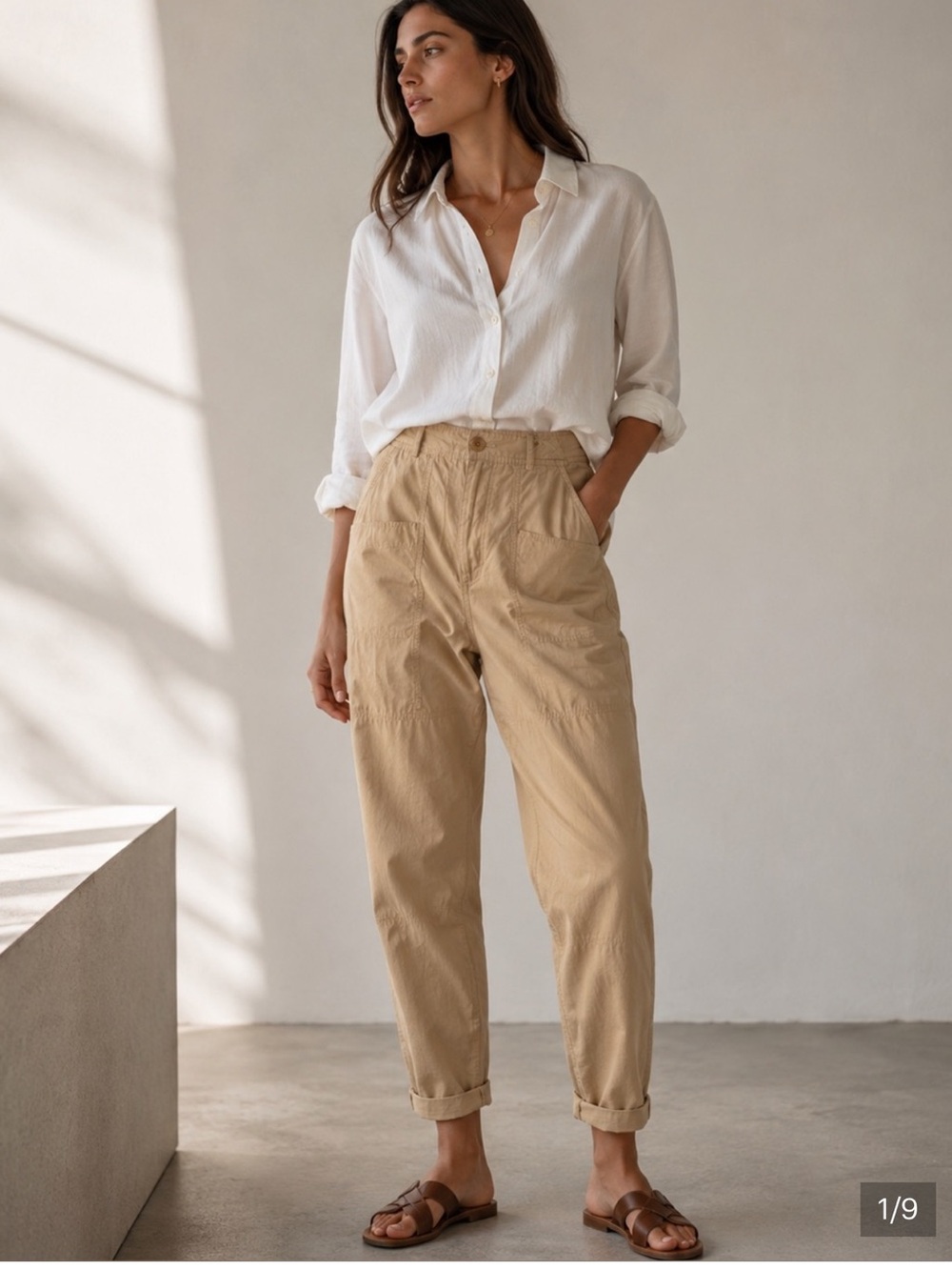 Aritzia Wilfred Utility Pants Size 4 Beige High Rise Tapered Trouser
